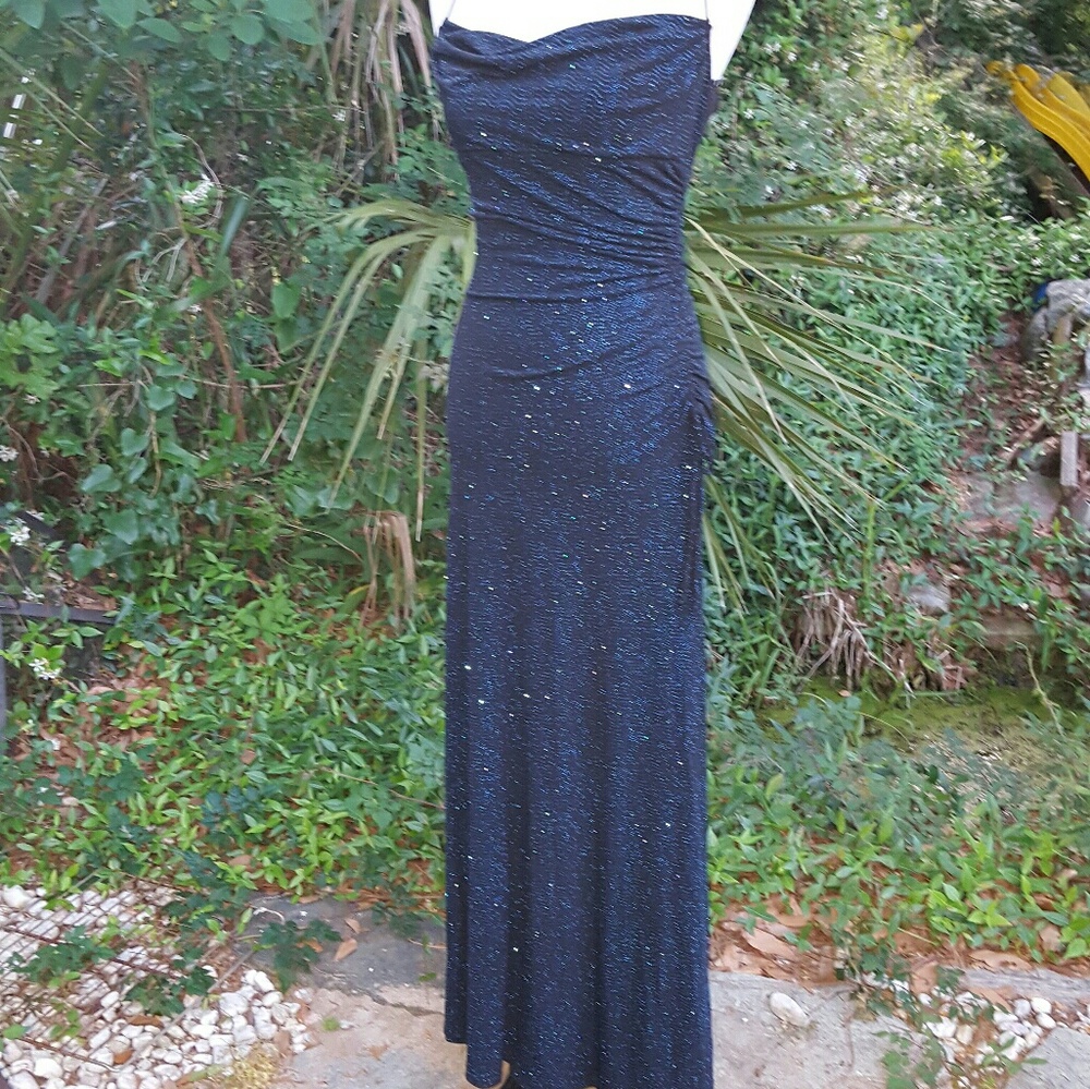 Black dress blue/ Black Prom Dress / Party Dress